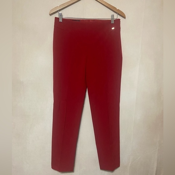 Escada Pants - Escada cherry red side zip front seam stretch ankle pants EUC RARE